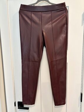 Aubergine faux leather cigarette pant